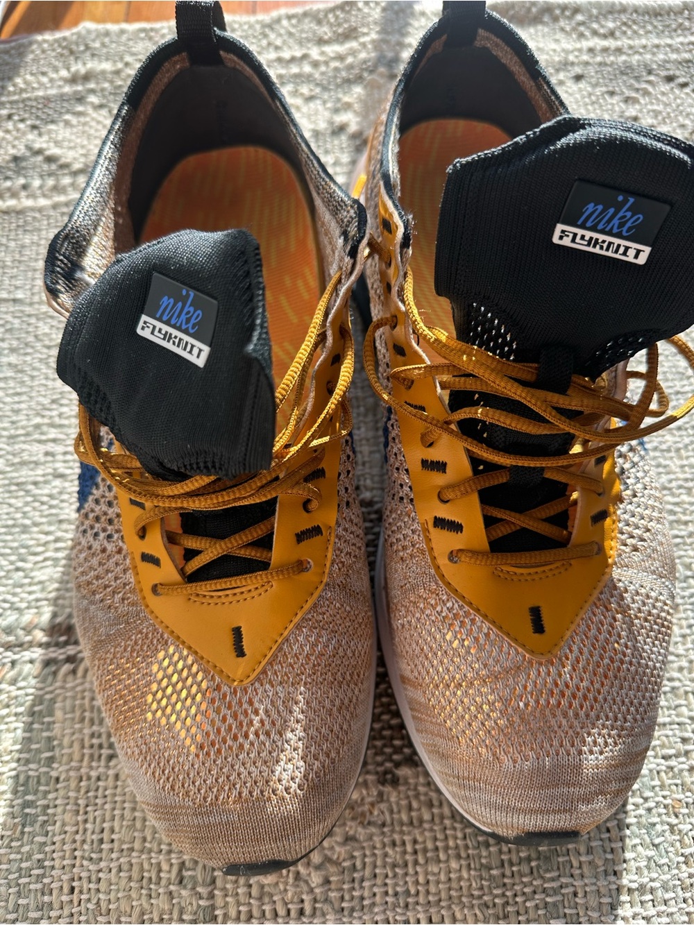 Nike Flyknit Men's Yellow, Black & Tan Running Shoes